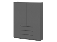 Шкаф ДЕНВЕР 4 створки, 3 ящика, графит - Омикс-Мебель