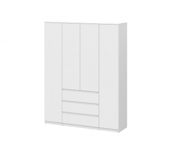 Шкаф ДЕНВЕР 4 створки, 3 ящика, белый - Омикс-Мебель