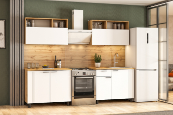 Кухонный гарнитур МОНАКО 2.0 м белый матовый - Омикс-Мебель