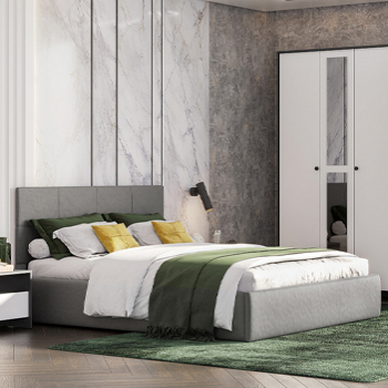 Кровать двойная №4 мягкая серый - Омикс-Мебель